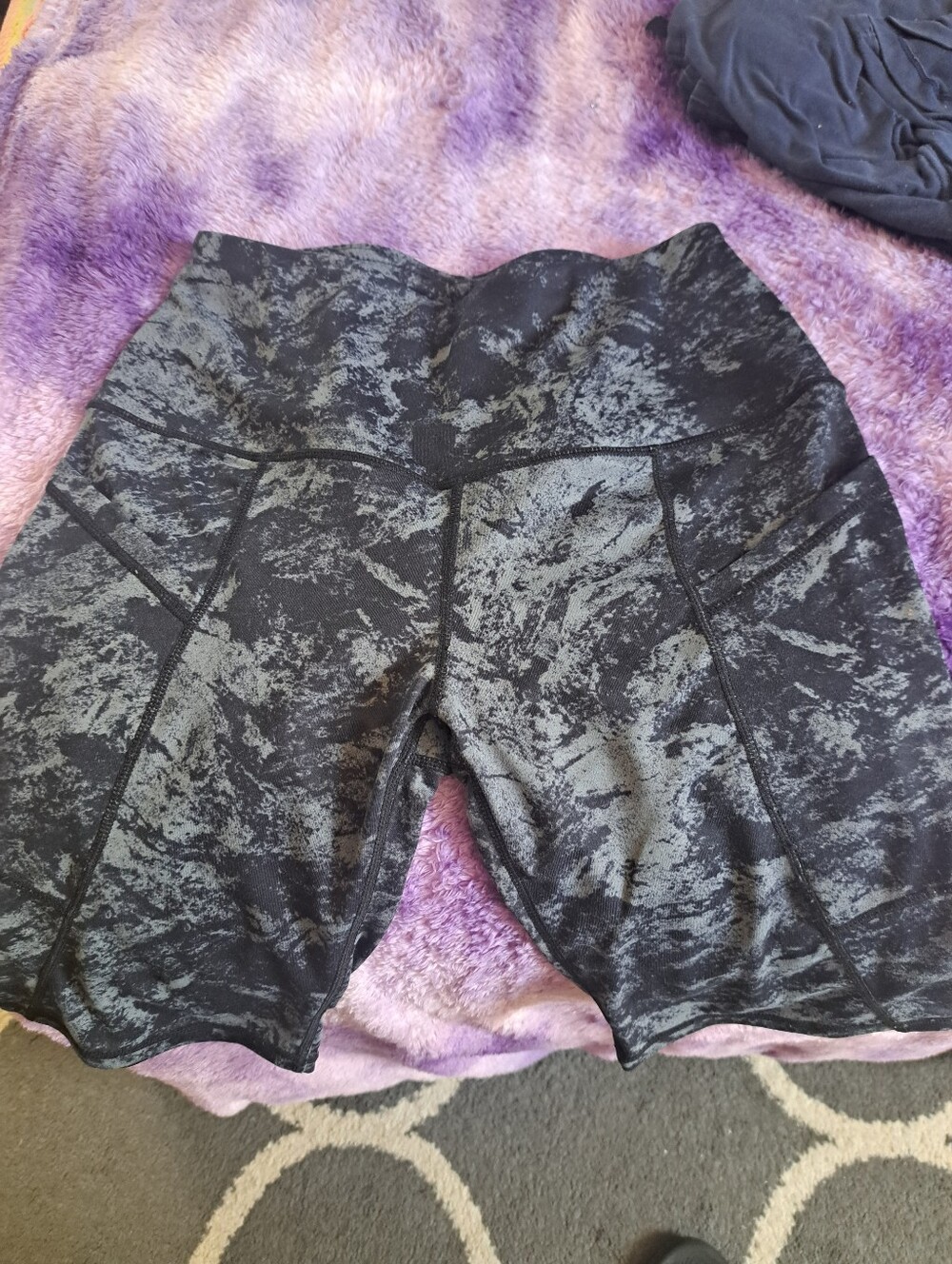 High-Waist Women’s Workout Shorts in Black/Grey